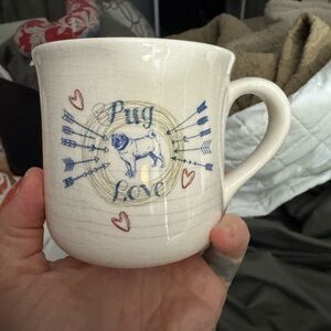 Magenta Pug Love Mug - Cream and Blue